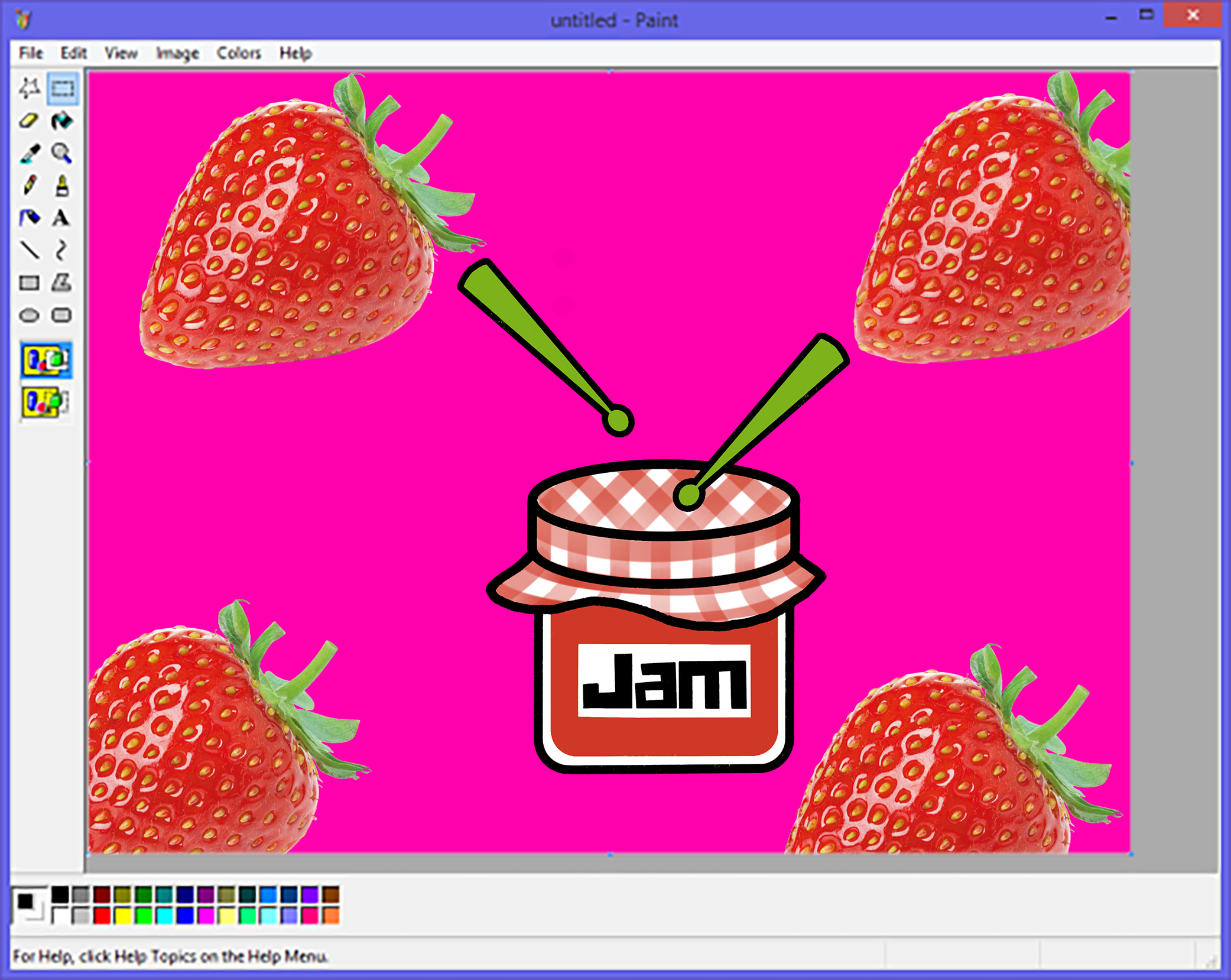 old school paint window with strawberry