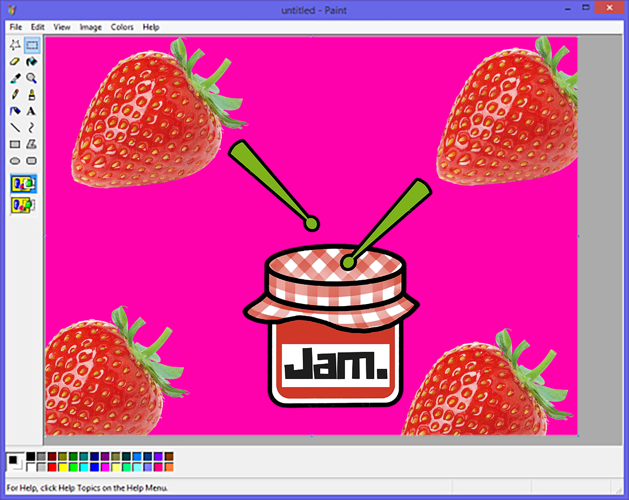 old school paint window with strawberry